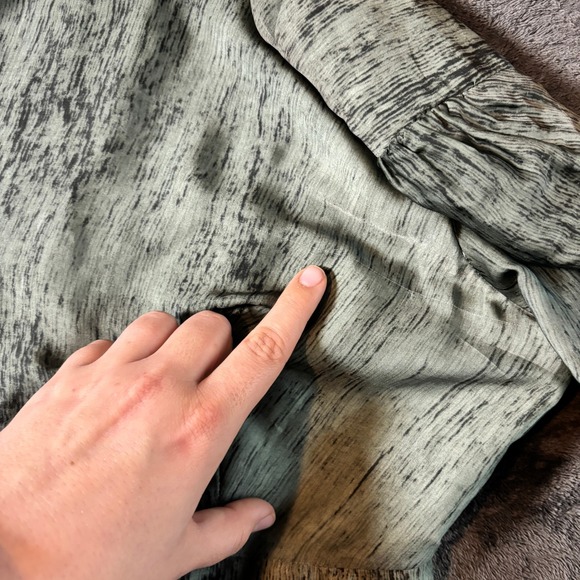 Dolce Viva Collection Sage Green Abstract Print Long Sleeve Midi Dress Size L - Picture 8 of 9